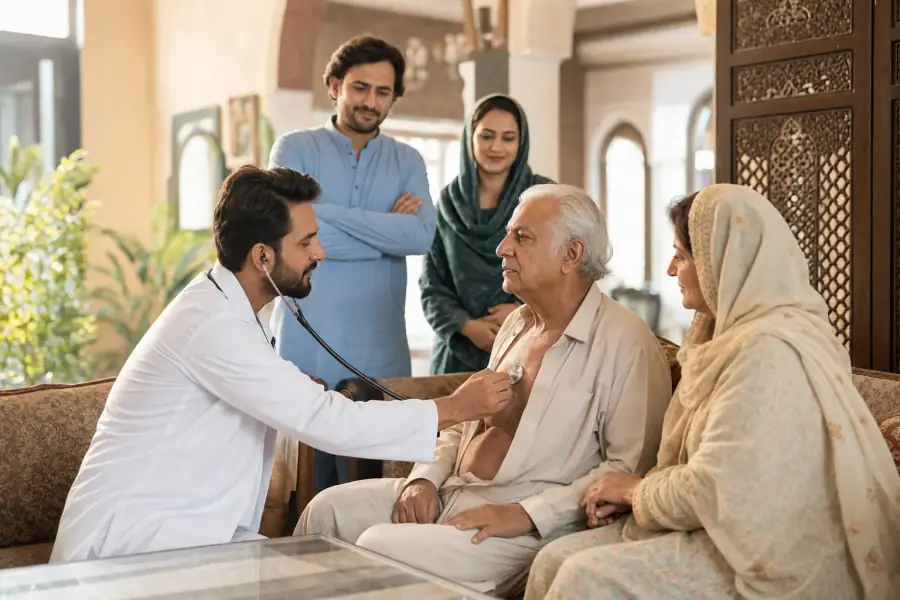 Doctor providing care at a patient's home